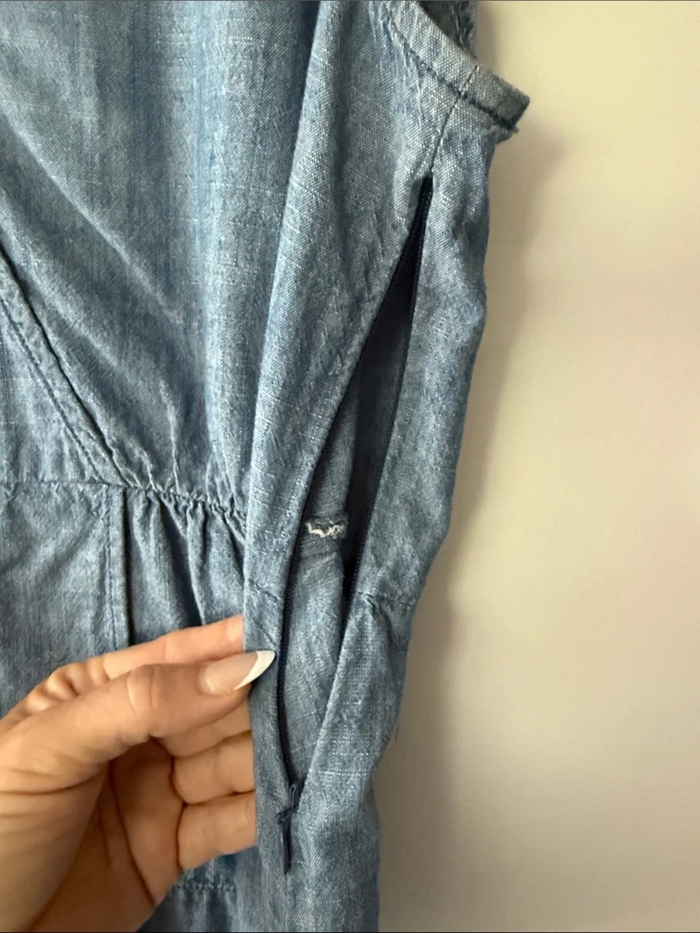 J. Crew Chambray Wrap-Front Peplum Top - Light Blue